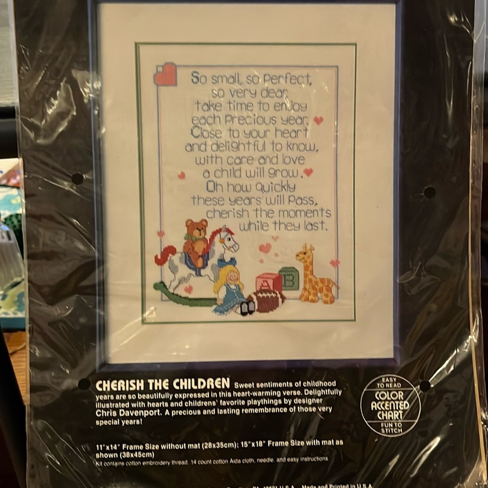NWT Vintage counted Cross stitch kit Cherish the Children